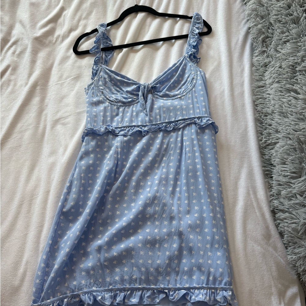 For Love and LemonsBlue Ruffled Sleeveless Dress